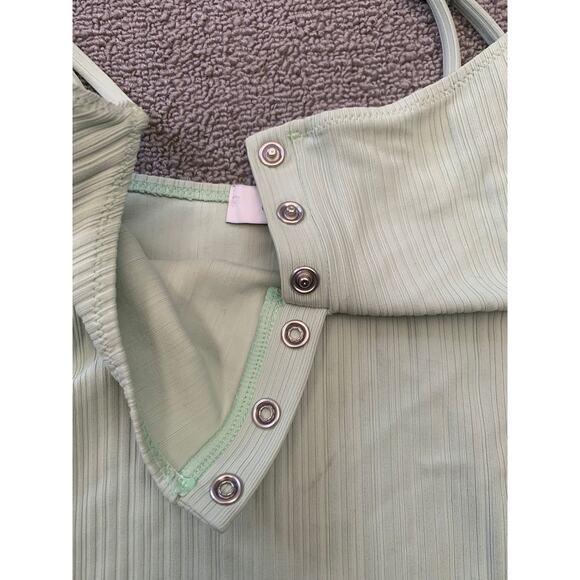 Onia Women Small Ribbed Green Bodysuit Light Weight Minimalist - Picture 8 of 12